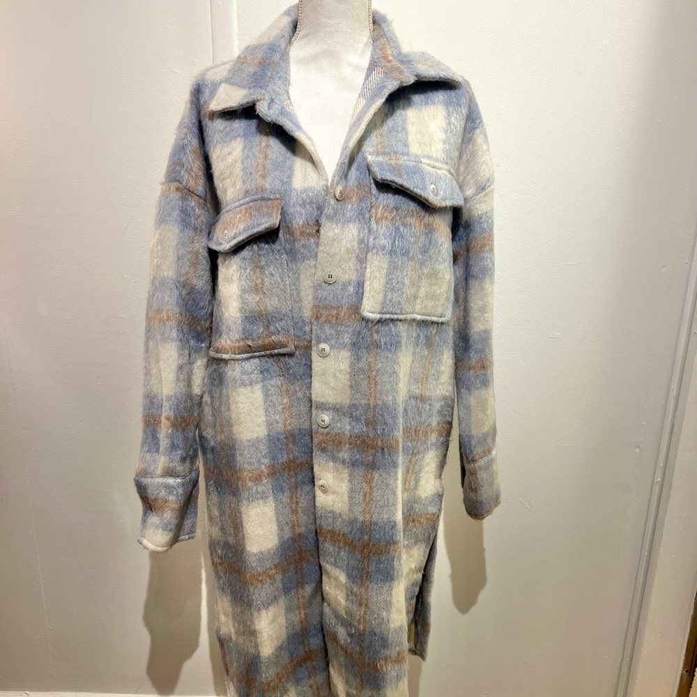 Long Plaid Coat - WORN ONCE